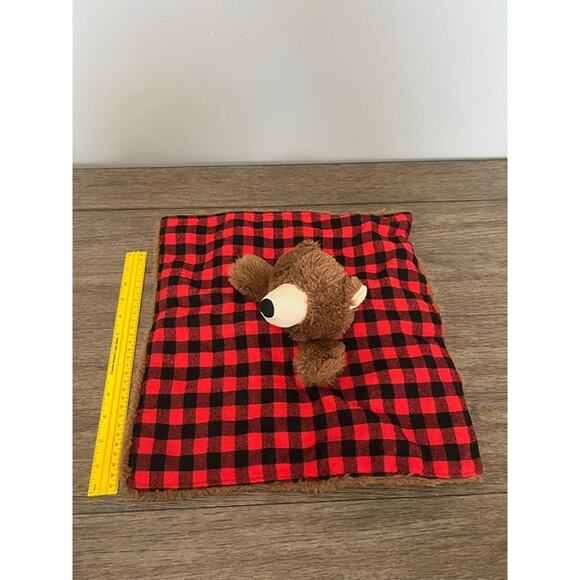 Buffalo Plaid Brown Bear Lovey with Sensory Crinkle - Picture 4 of 4